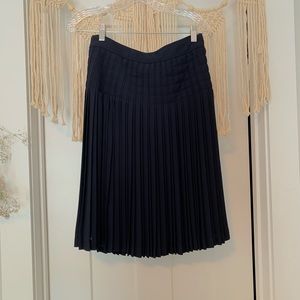 NWOT J. Crew Navy Pleated Midi Skirt